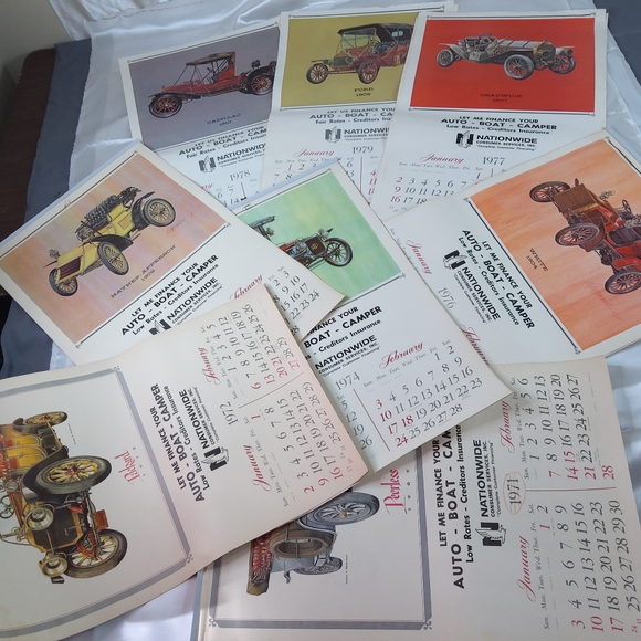 Vintage 1970's Antique Car Insurance Advertising Wall Hanging Calendar Lot Of 8 - Picture 2 of 16